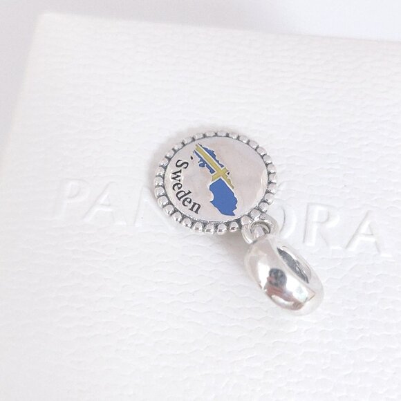 Pandora Sweden Flag Map Dangle Charm S925 Silver with box - Picture 7 of 7